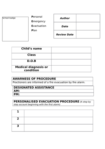 Personal emergency evacuation plan (SEND)