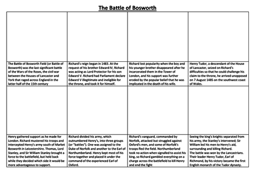 The Battle of Bosworth Comic Strip and Storyboard