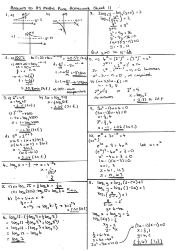 Homework on Exponentials and Logarithms