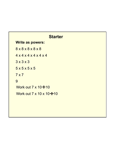 Two lessons on Index laws (positive integers)