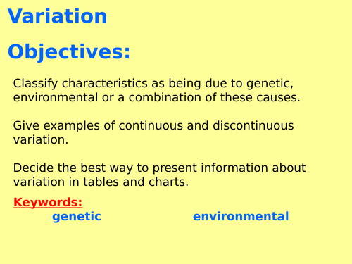 New AQA B6.9 (New Biology GCSE spec 4.6 - exams 2018) – Variation