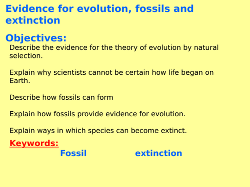 New AQA B6.16 (New Biology GCSE spec 4.6 - exams 2018) – Evidence of evolution, fossils + extinction