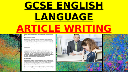GCSE English Language - Article writing (Job interviews)
