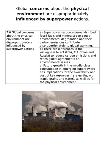 Edexcel Geography A'Level:  Superpowers and the environment