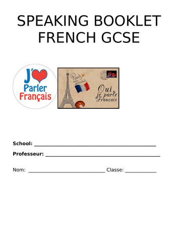 AQA GCSE FRENCH SPEAKING BOOKLET WITH ANSWERS