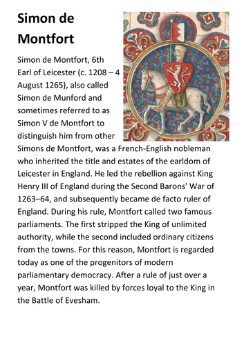 Simon de Montfort Handout