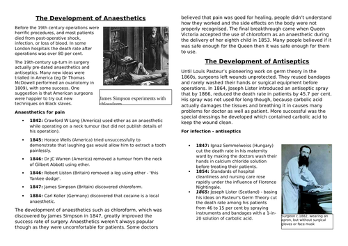 Improvement in Surgery 19th Century