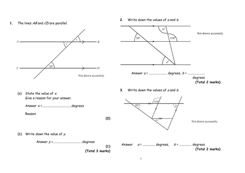 This is a worksheet on angles.