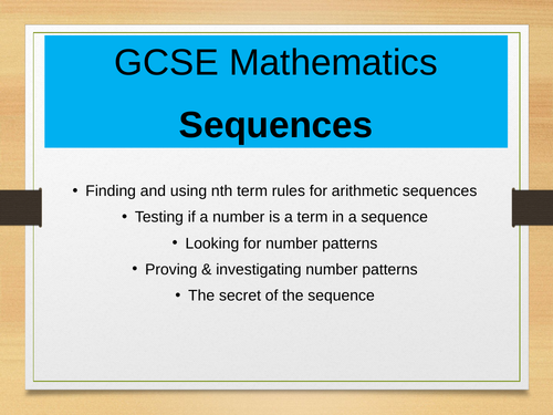A detailed PowerPoint on sequence with questions.
