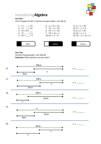 Algebra Starter Pack | Teaching Resources