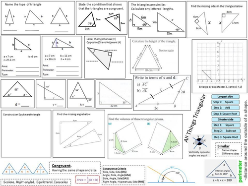 GCSE Maths - Revision Placemat - All things Triangular