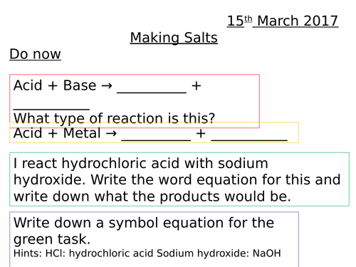 Making Salts Revision New GCSE AQA (9-1)