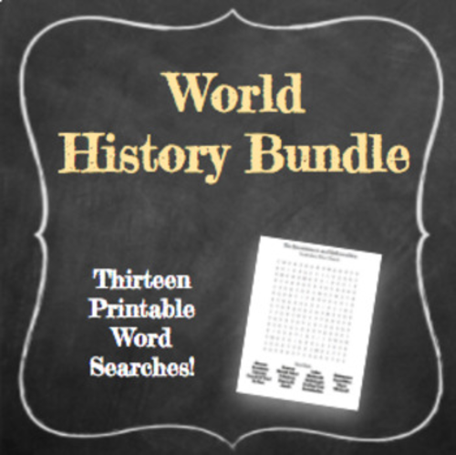BUNDLE - 13 Printable World History Word Search Puzzles