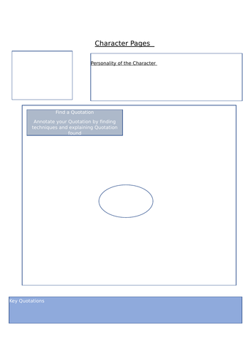 Character Pages for Gcse English