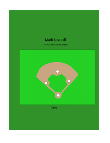 Math Baseball - Addition and Subtraction Up to 4 Digits