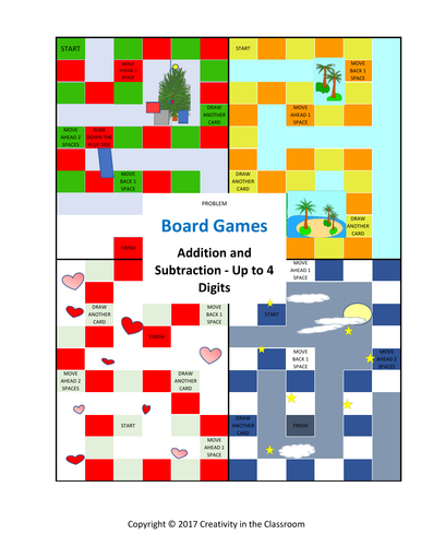 Board Games - Addition and Subtraction - Up to 4 digits