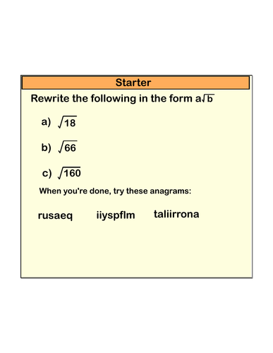 Full lesson on multiplying and dividing surds