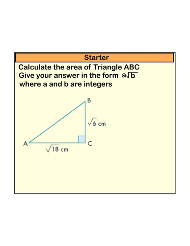 Full lesson on surds focussed on expanding single brackets