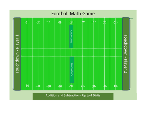 Math Football - Addition and Subtraction - Up to 4 digits