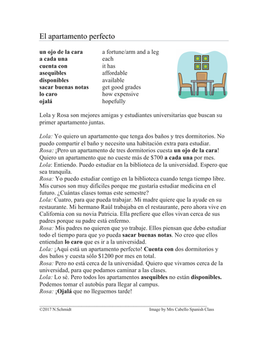 Spanish Subjunctive Reading - Lectura en Subjuntivo - El apartamento perfecto