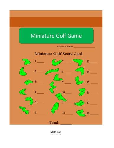 Math Golf - Addition and Subtraction - Up to 4 digits