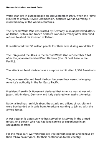 Heroes - Context lesson