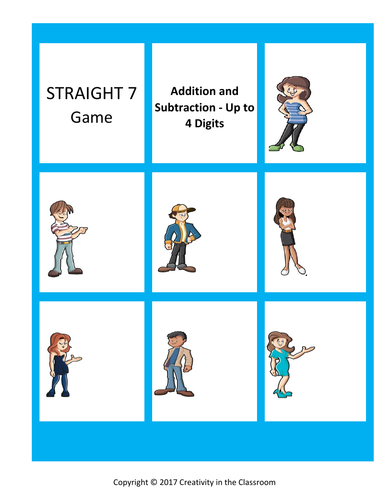 Straight 7 Game - Addition and Subtraction - Up to 4 digits