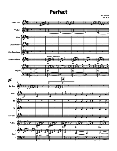 Perfect by Ed Sheeran arranged for small ensemble