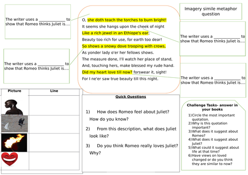 Romeo and Juliet Act 1 Scene 5 Learning Mat LA