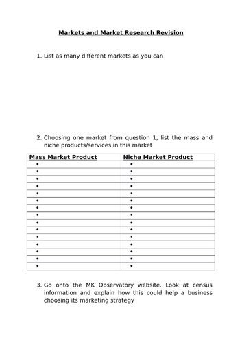 market research gcse questions