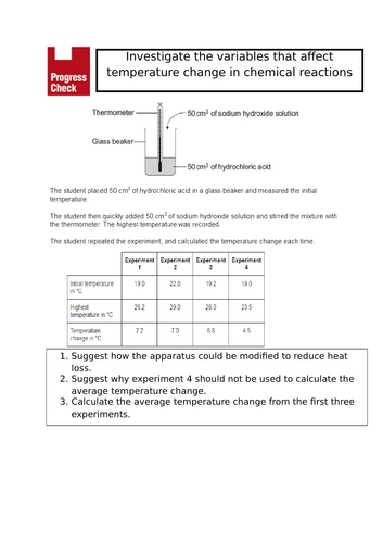 Temperature Changes Required Practical Starter