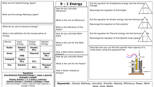 9 - 1 AQA Physics Energy Revision
