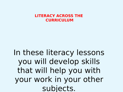 Full literacy  lessons and scheme of work