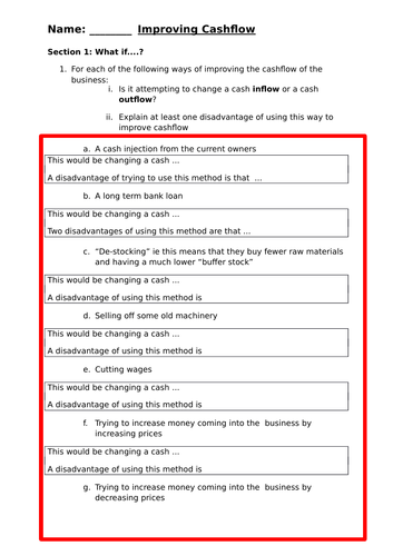 Cash Flow Forecasting: GCSE Business