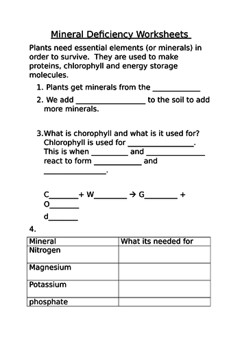 Mineral deficiency differentiated activity