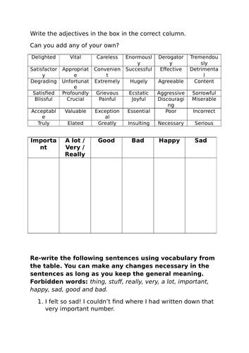 Adjectives - Practice makes perfect