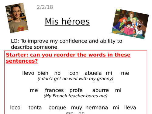Heroes project - Lesson 6: Writing a paragraph describing and comparing people