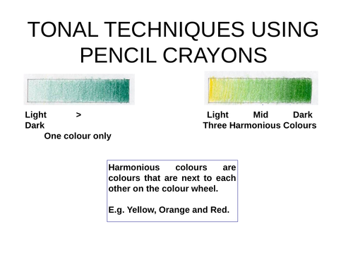 Learning Mat for the Art room - Tonal Techniques Using Pencil Crayon