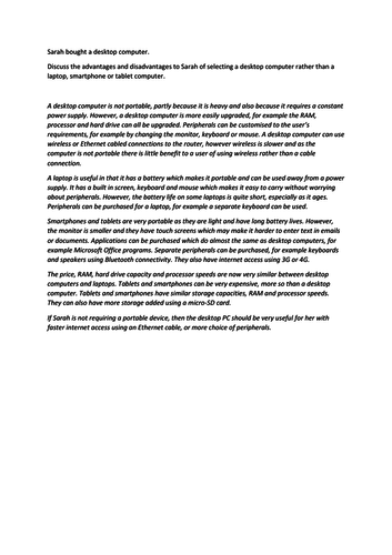 ICT GCSE exam questions and model answers