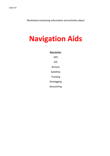 ICT GCSE Navigation aids worksheet
