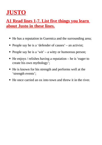 EDUQAS Language Paper 1 Q1-Q5 reading exam MODEL ANSWER