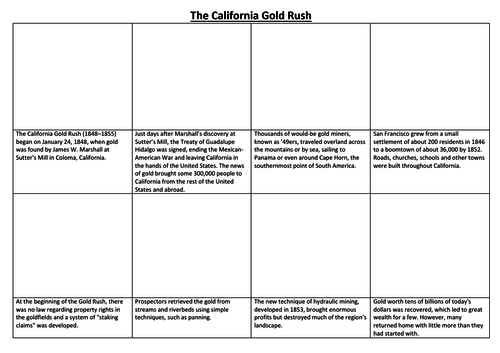 The California Gold Rush Comic Strip and Storyboard