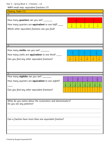 Year 4 – Spring Block 3 – Fractions - week 5 -  Equivalent Fractions (1)