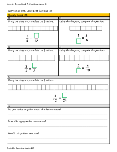 Year 4 – Spring Block 3 – Fractions - week 5 -  Equivalent fractions (2)