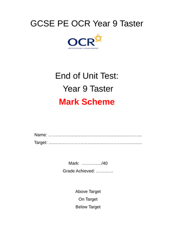 GCSE PE OCR - Options Taster Unit