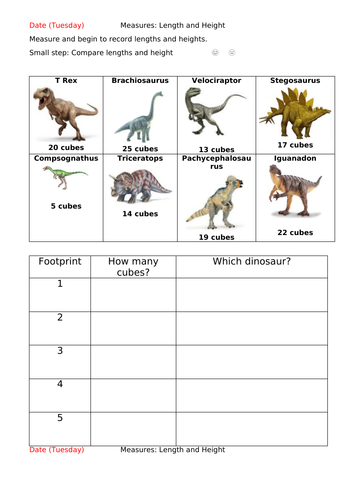 Y1 Maths Mastery Plans Spring Block 3 Week 1 Measures Length and Heights