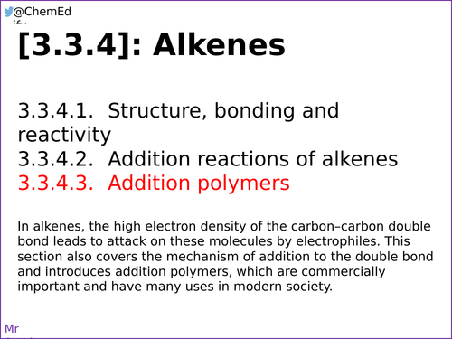 AQA A-Level Chemistry [3.3.4.3] Addition polymers [New Specification (2016-)]