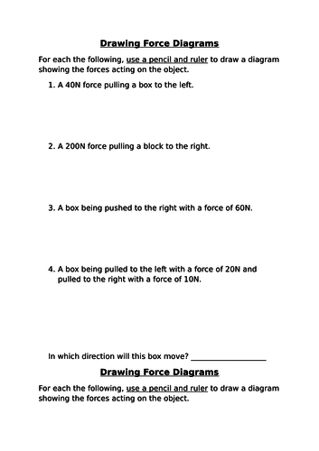 Forces worksheets