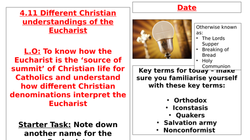AQA B GCSE - 4.11 - Different Christian understandings of the Eucharist