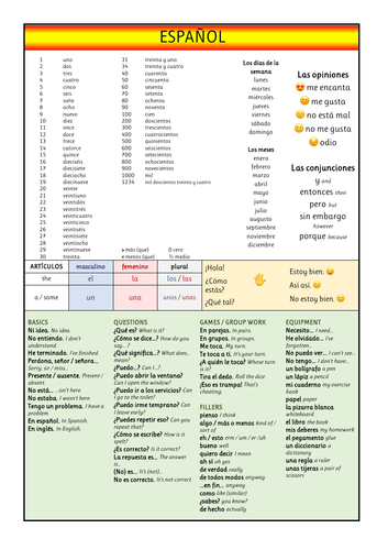 Spanish BASICS Language Mat